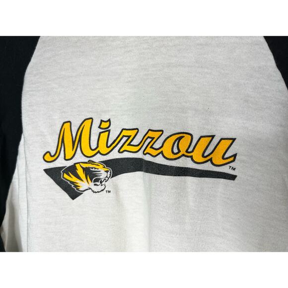University Missouri Mizzou Tigers Raglan Baseball T Shirt Size M Russell 1980s - Picture 3 of 7